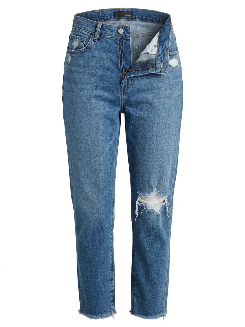 Uniqlo Women's Boyfriend Ripped Denim Jeans - Blue